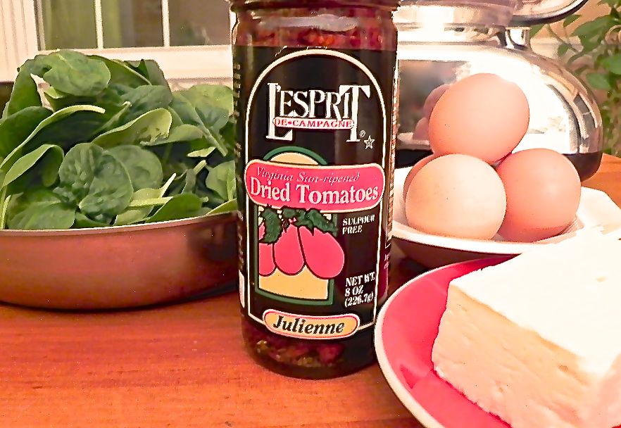 ingredients for turkey meatloaf with sun dried tomato, spinach and feta