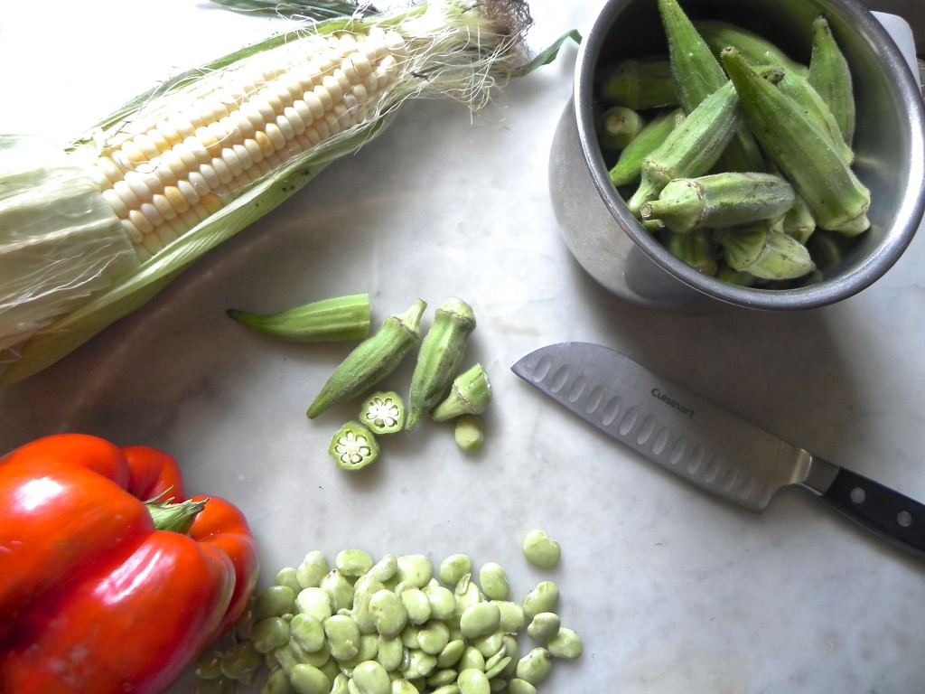 local vegetables for late summer succotash