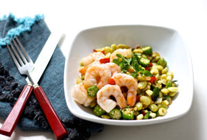 shrimp with late summer succotash