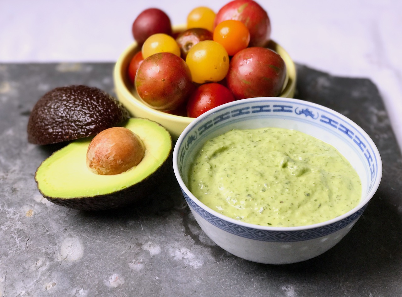 bowl of herbed buttermilk dressing