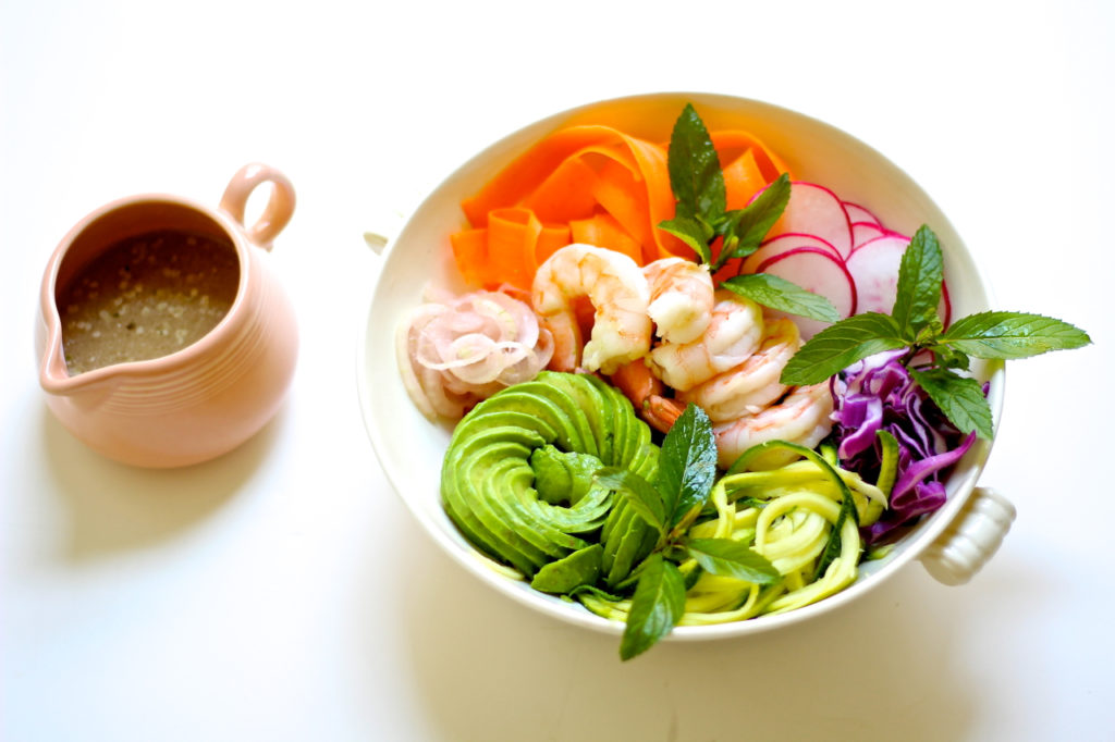 shrimp, avocado and vegetable salad