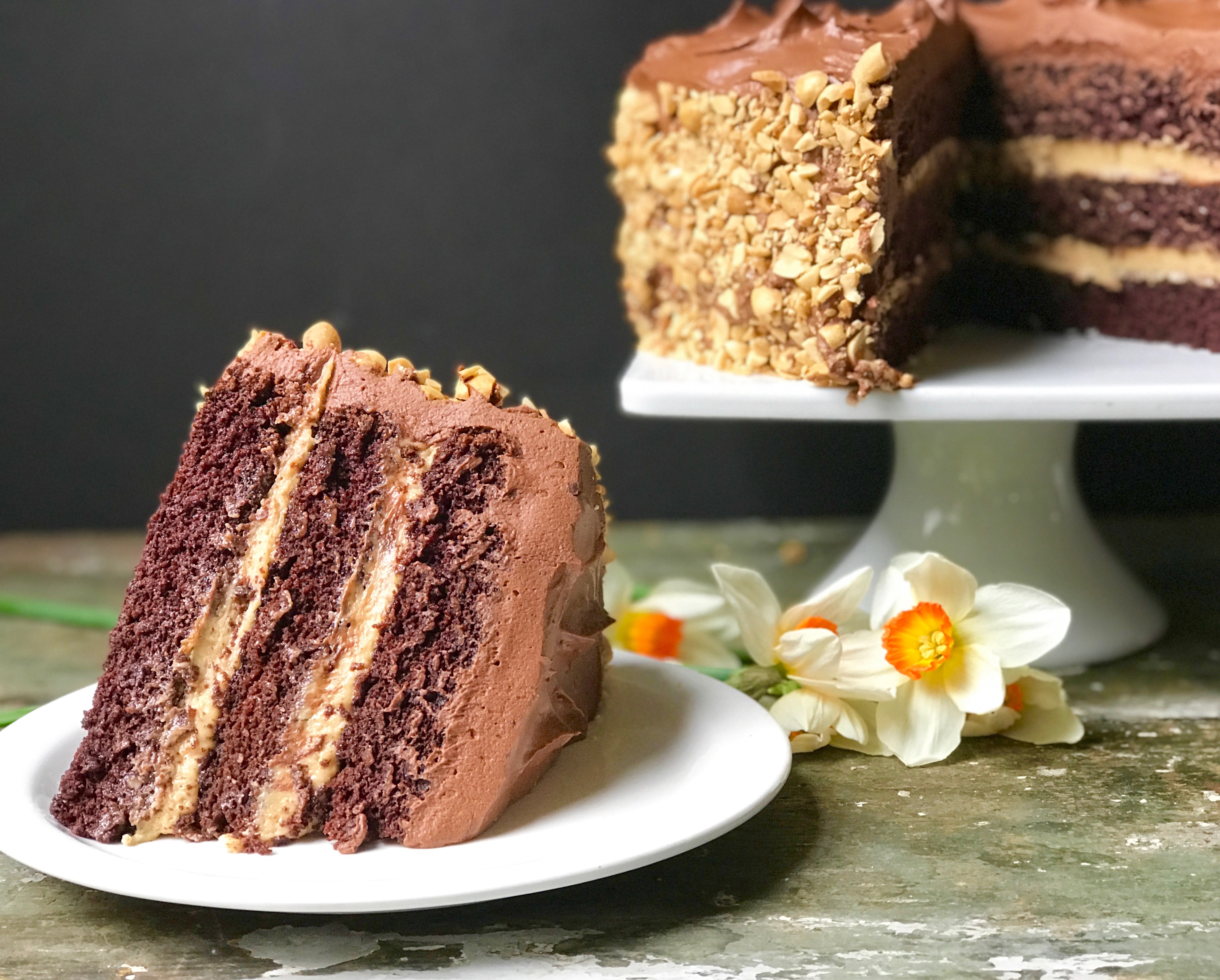 chocolate peanut layer cake