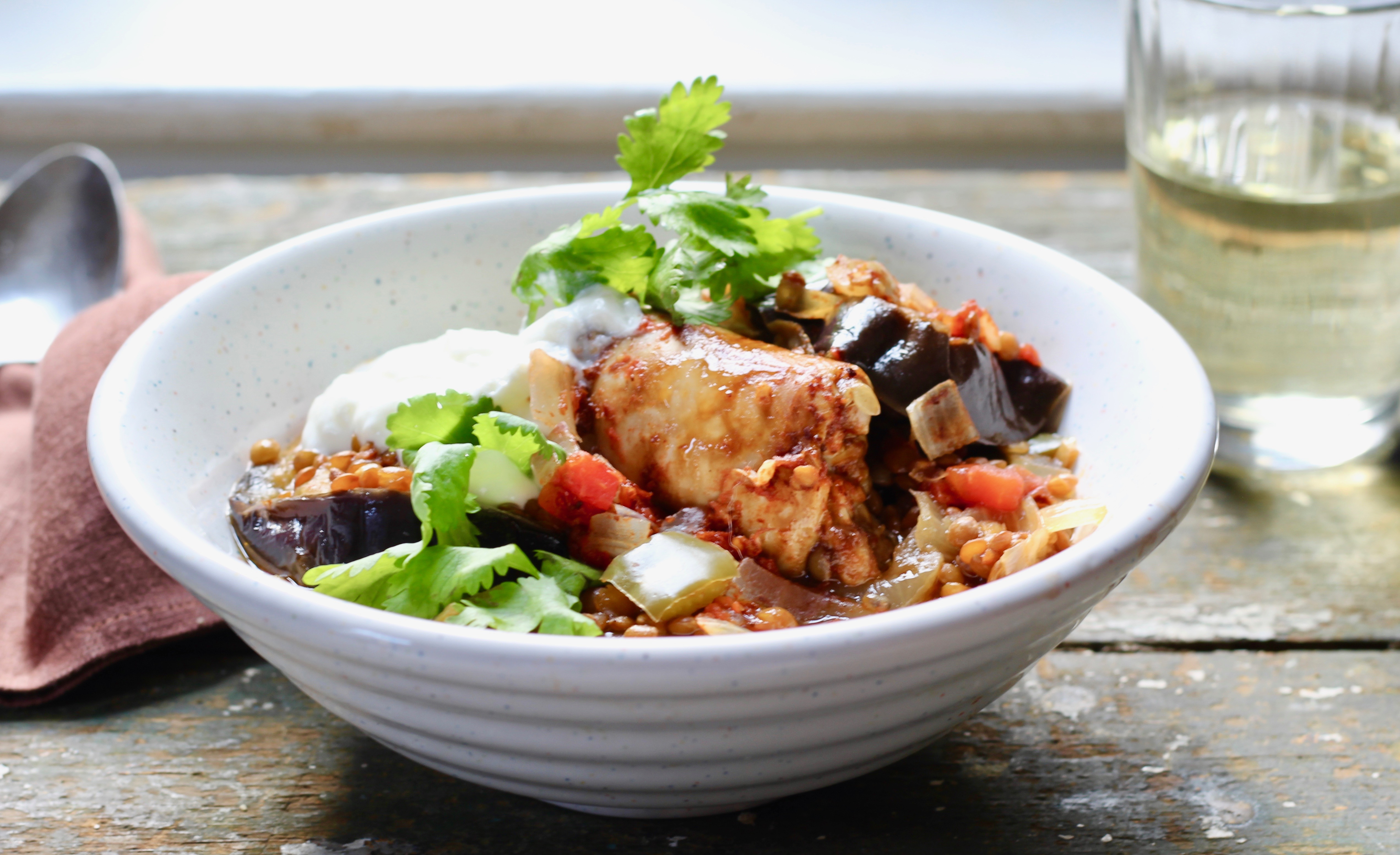 chicken lentil eggplant stew