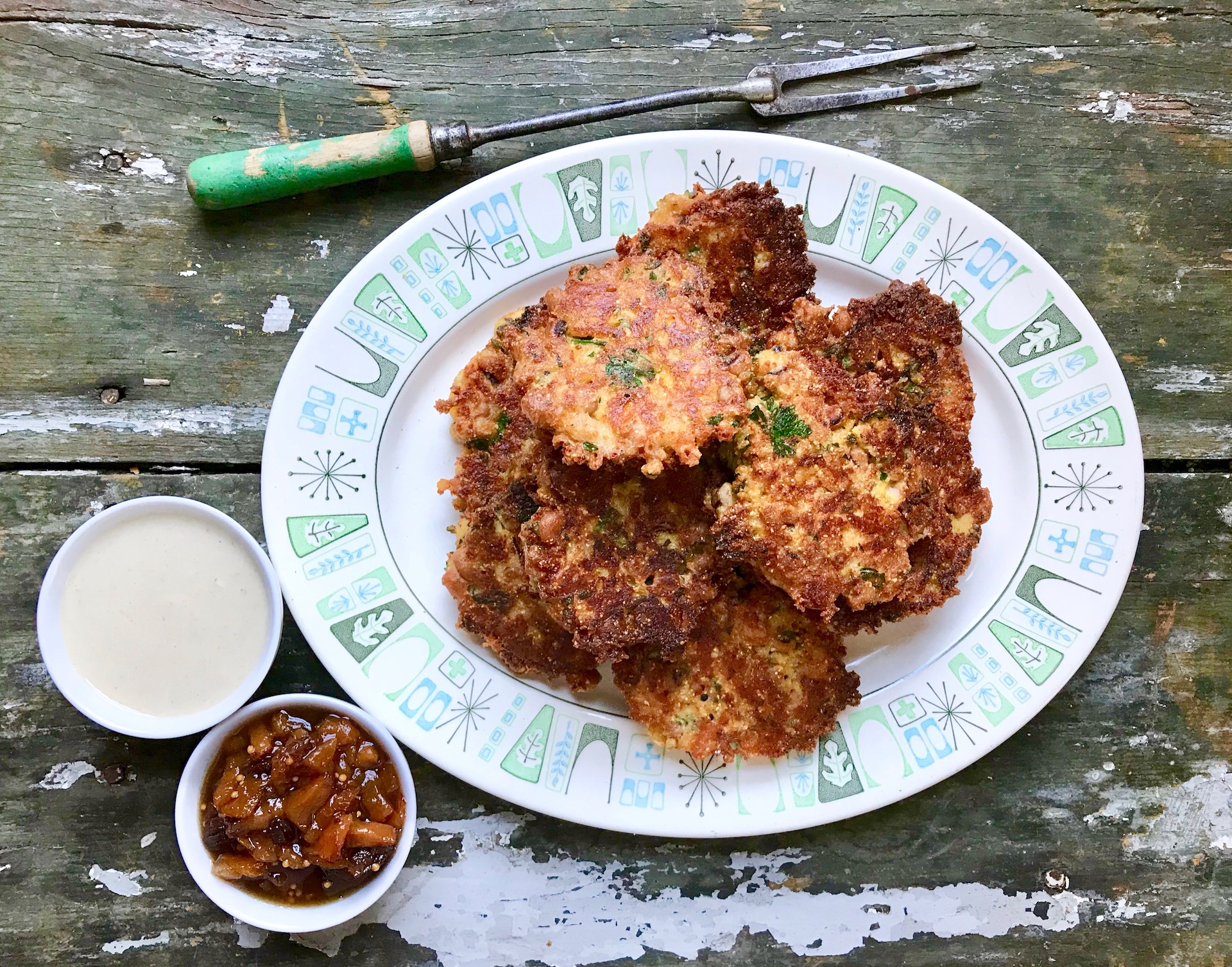 black eyed pea and cheddar fritters