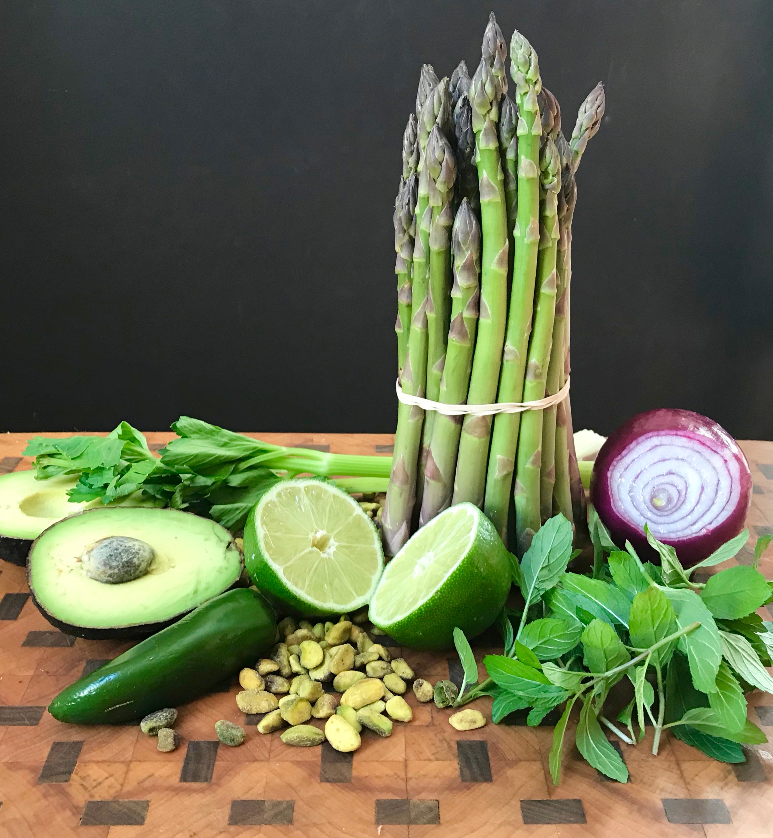 ingredients for asparagus salsa verde
