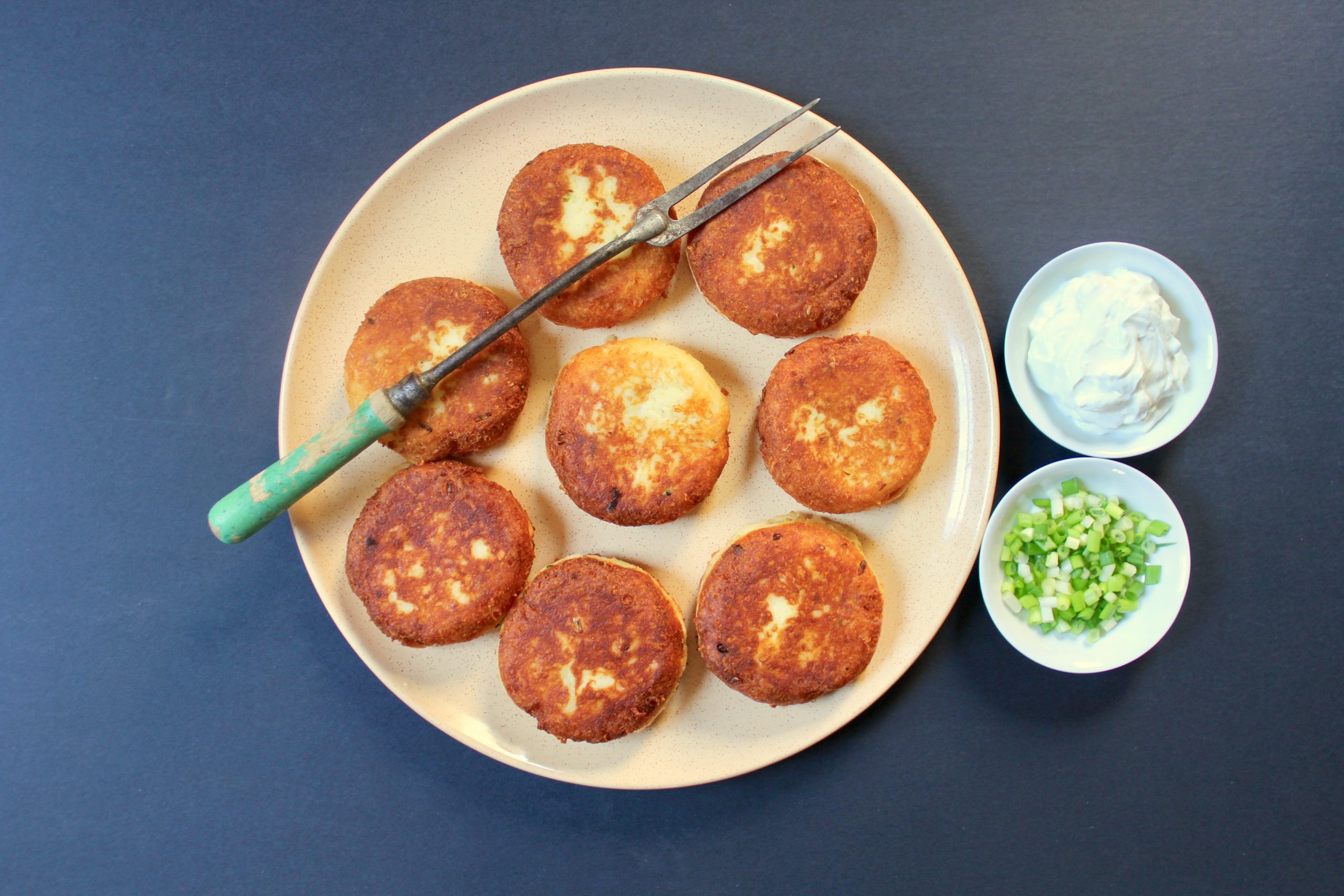 platter of manchego potato cakes