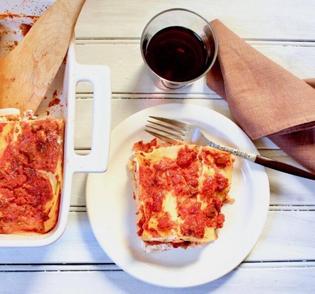 plate of beyond meat lasagna