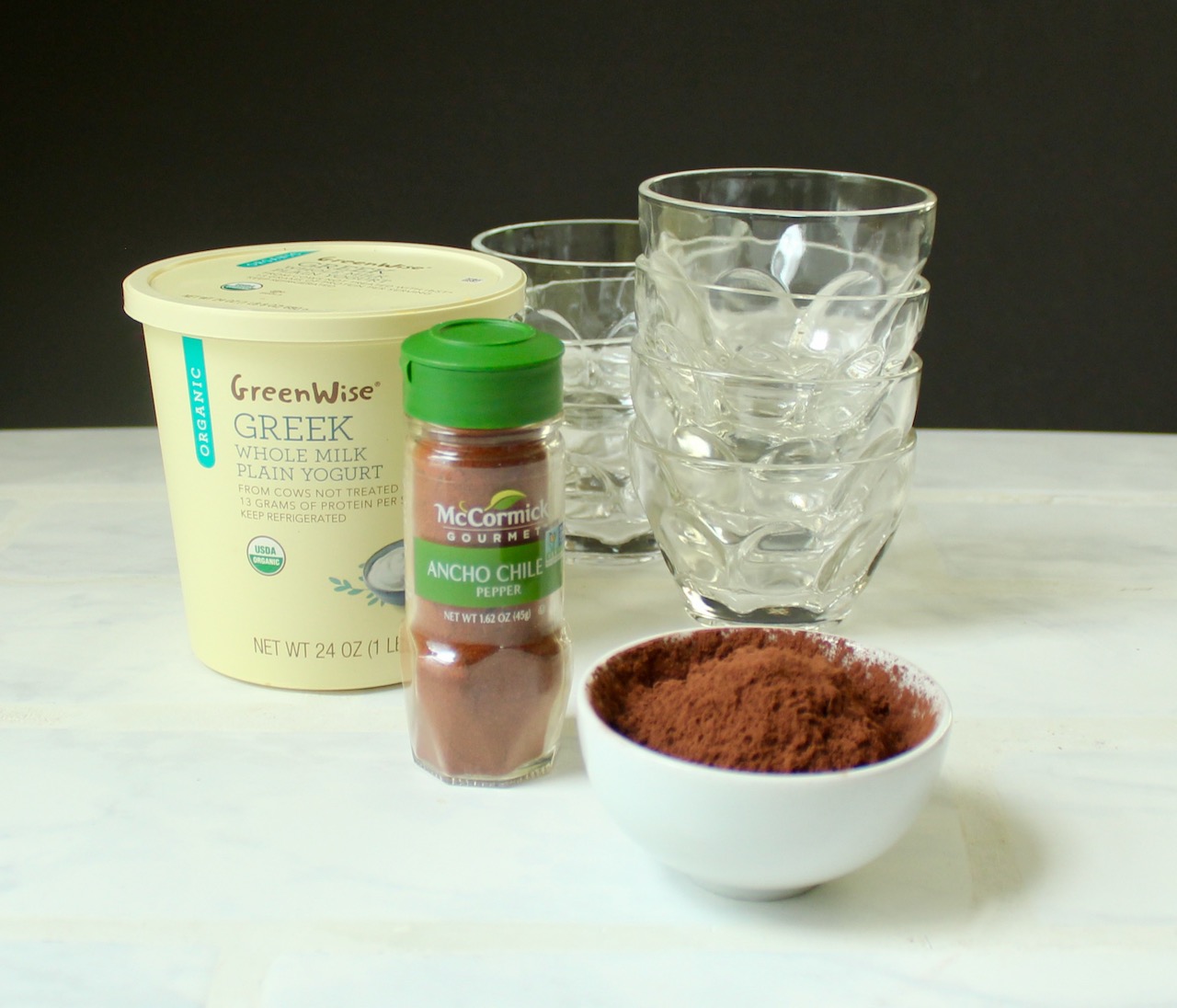 ingredients for chocolate chile panna cotta