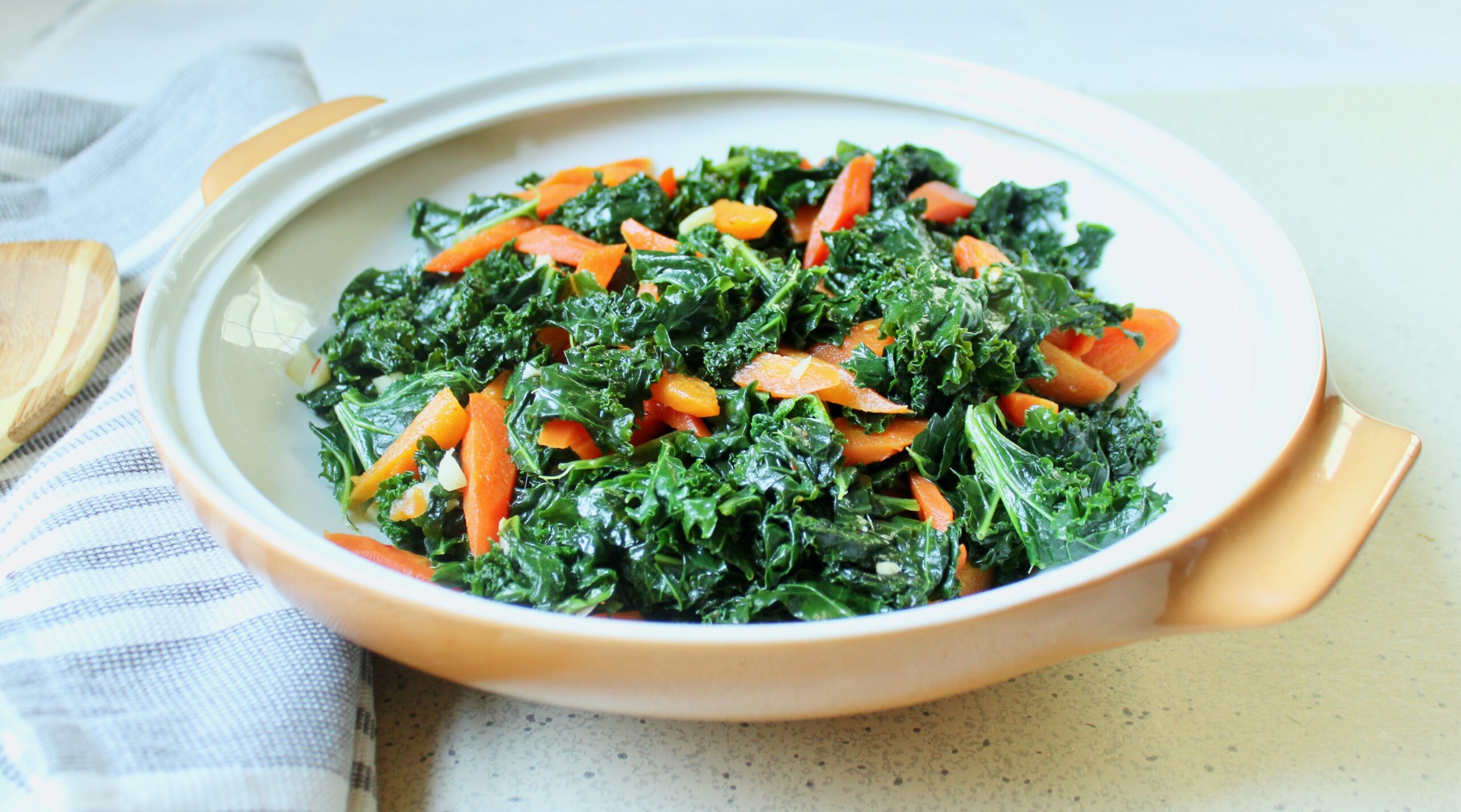 bowl of garlicky kale and carrots