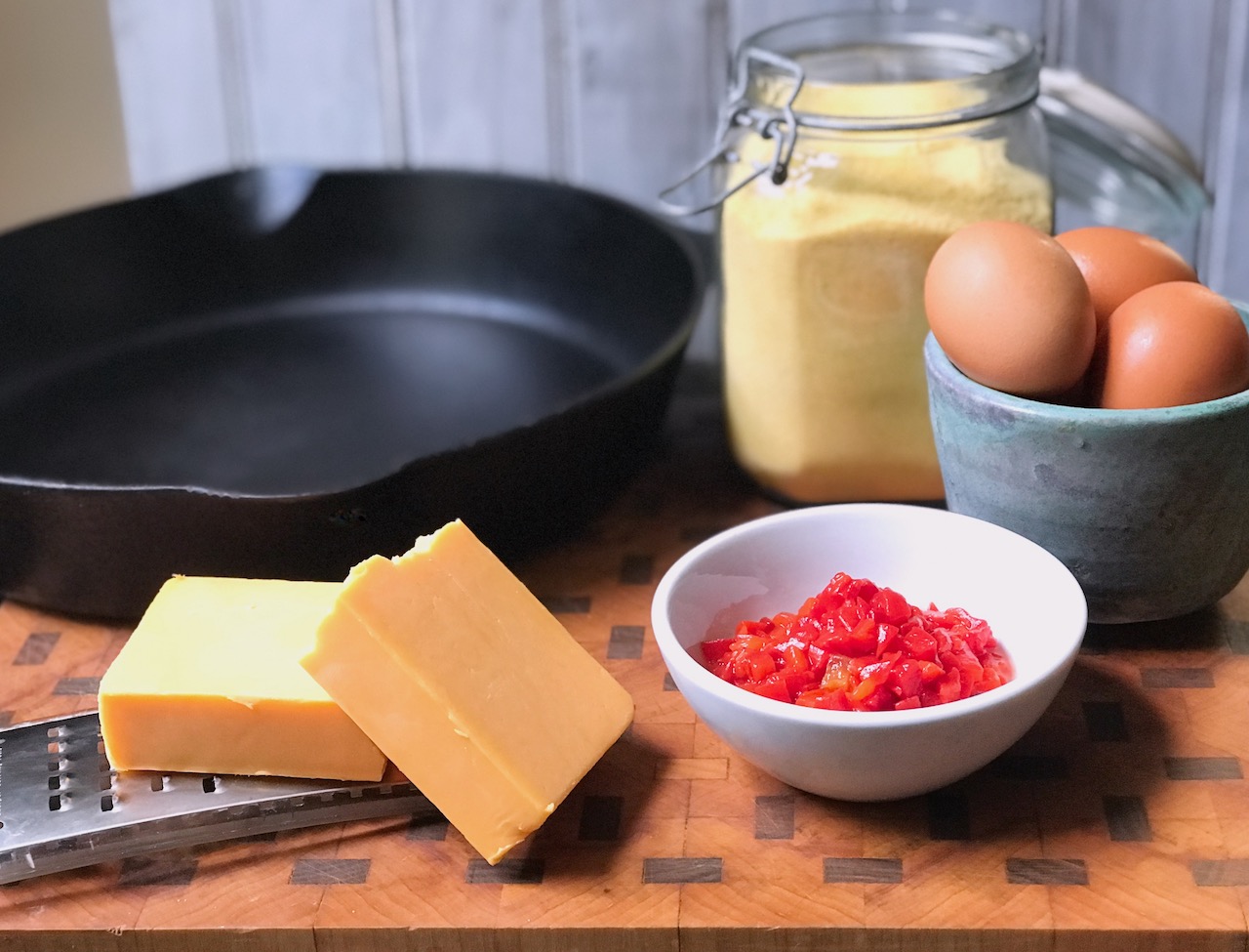 ingredients for pimento cheese cornbread