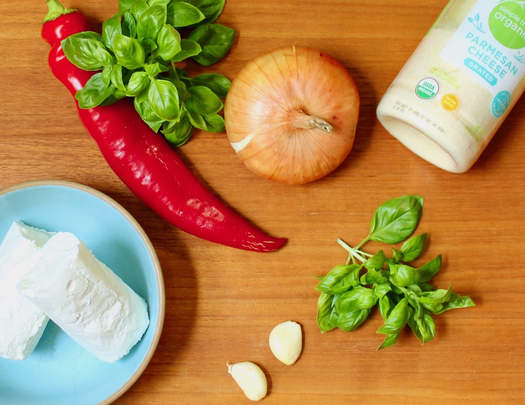 ingredients for turkey goat cheese baked pasta