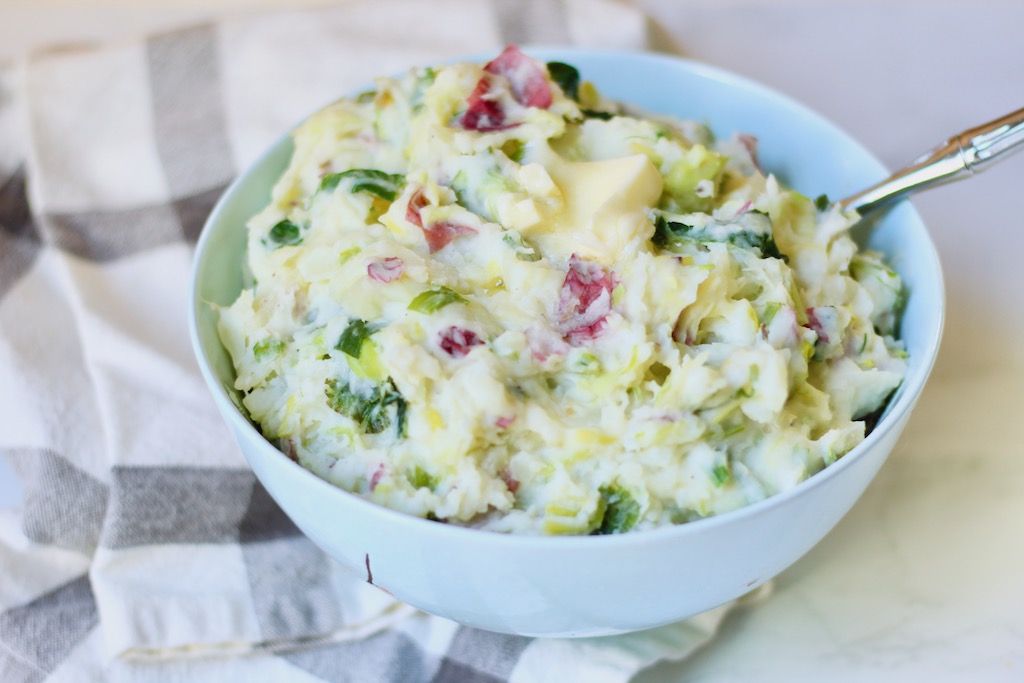 closeup of colcannon potatoes