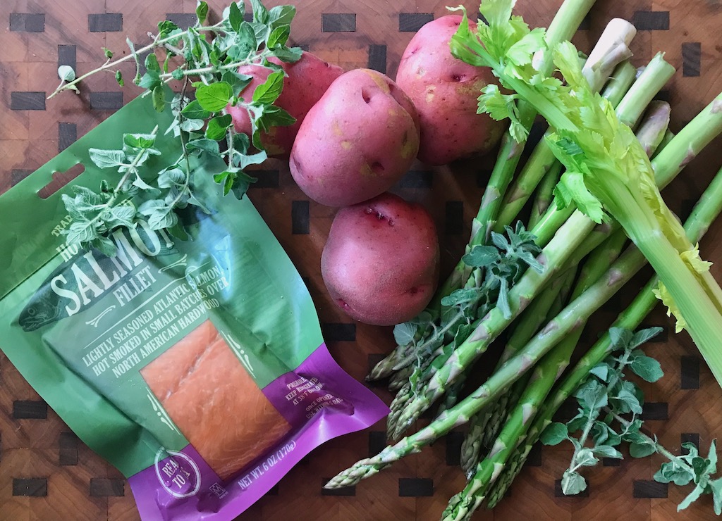 ingredients for smoked salmon asparagus chowder
