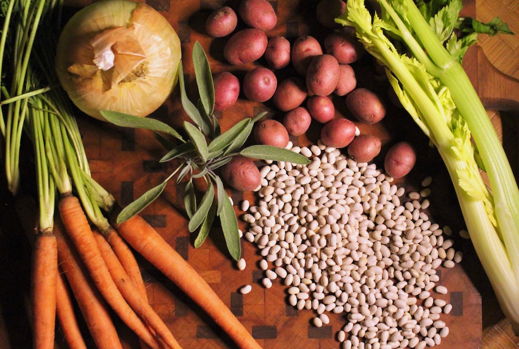ingredients for navy bean potato soup