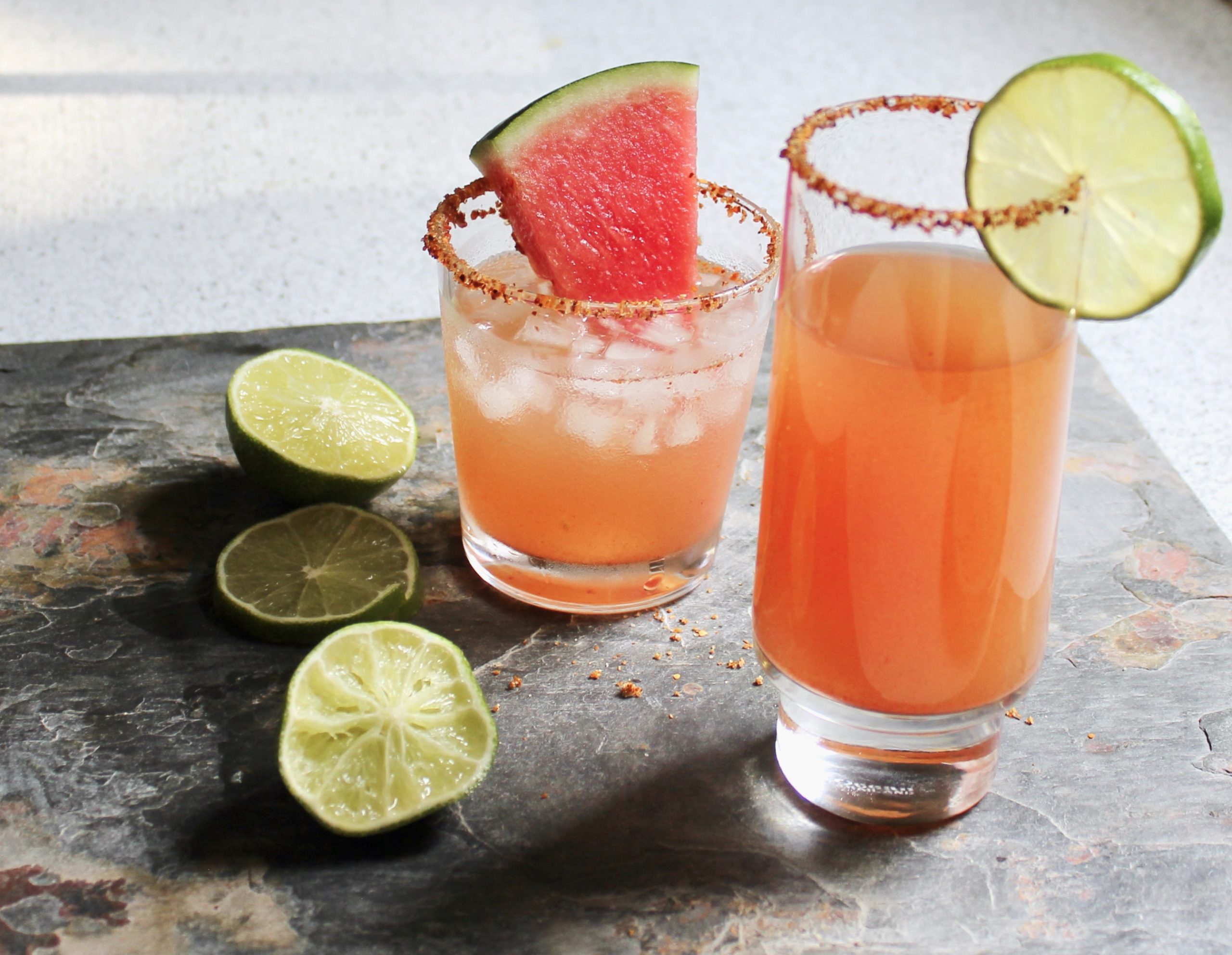 glasses of watermelon tequila cocktail