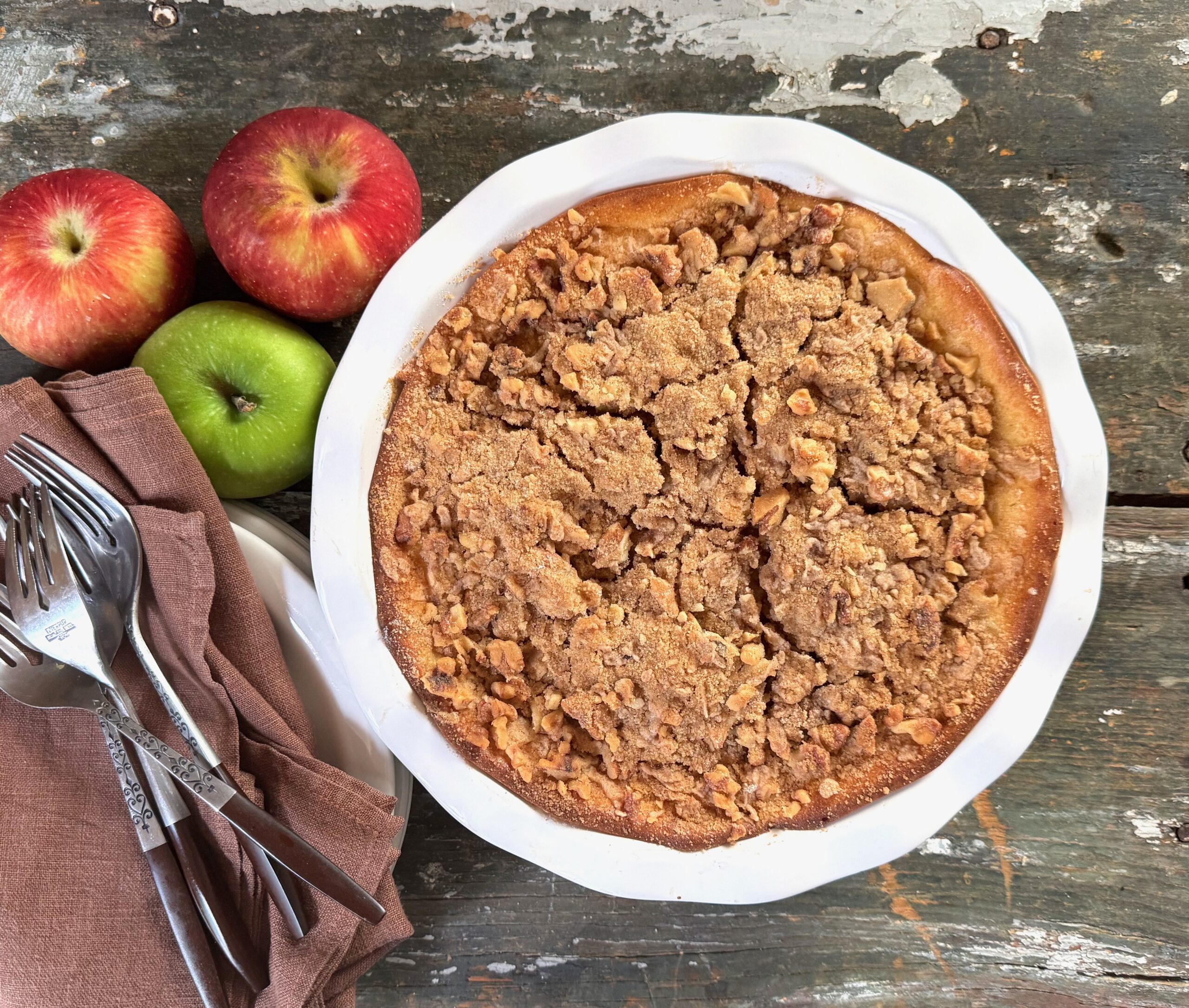 whole apple walnut streusel tart